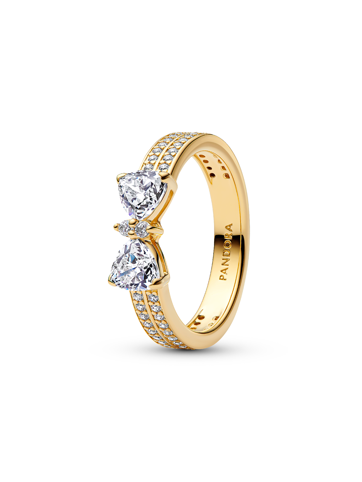 Anillo Doble Banda Lazo Brillante