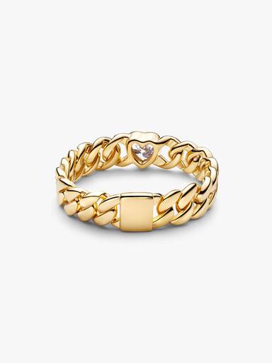 Anillo Cadena Cubana Corazón