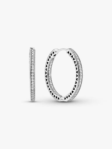 Pendientes de aro en plata de ley Corazones de Pandora grandes