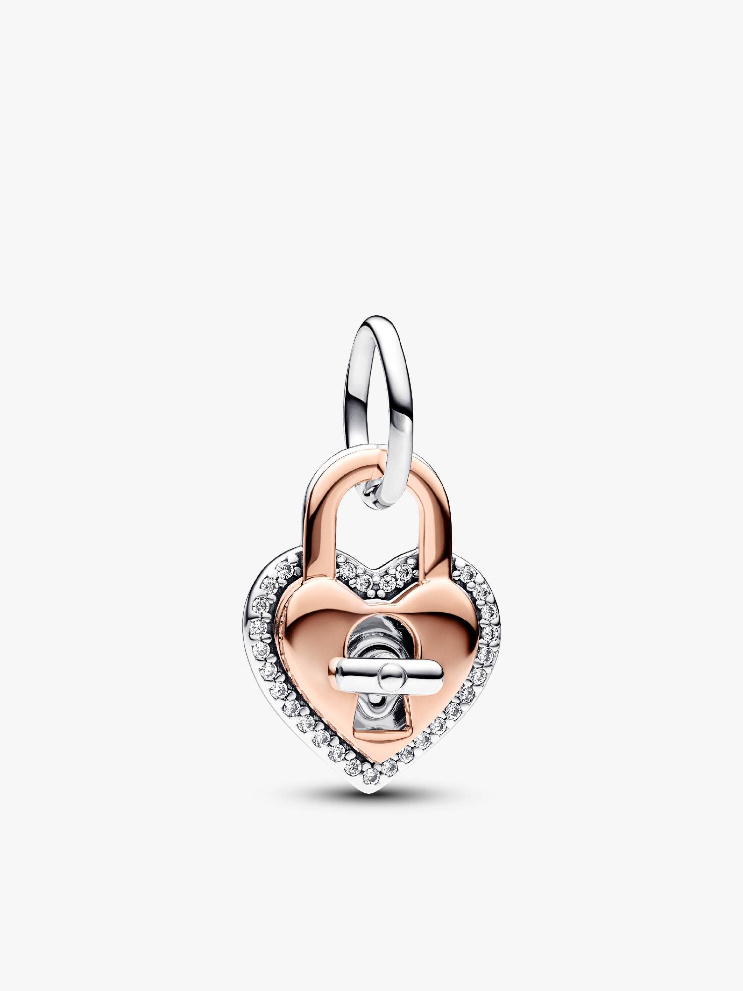 Charm Colgante Doble Candado de Corazón que Gira en Dos Tonos