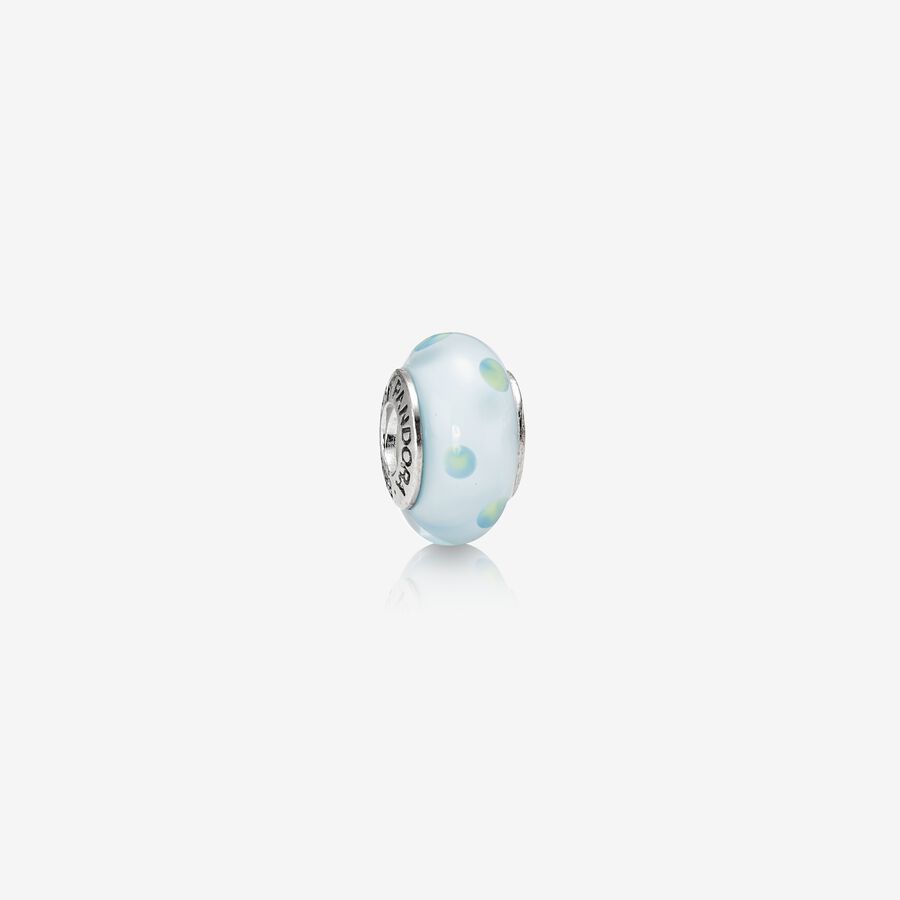 Charm Cristal de Murano Lunares Verde Azulado image number 0