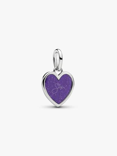 Charm Colgante Grabable Corazón Morado