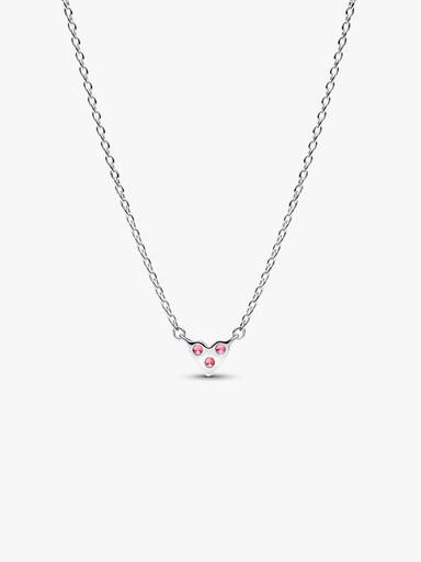 Collar Corazón Rosa Triple Gema