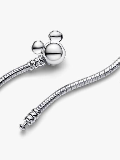 Collar Pandora Moments Cadena de Serpiente con Cierre de Mickey Mouse de Disney