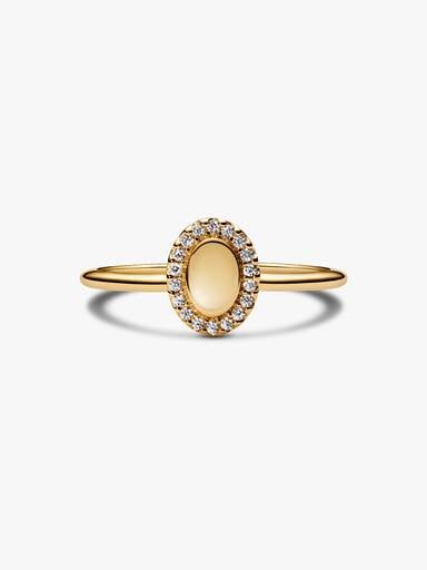 Anillo Halo Ovalado Grabable