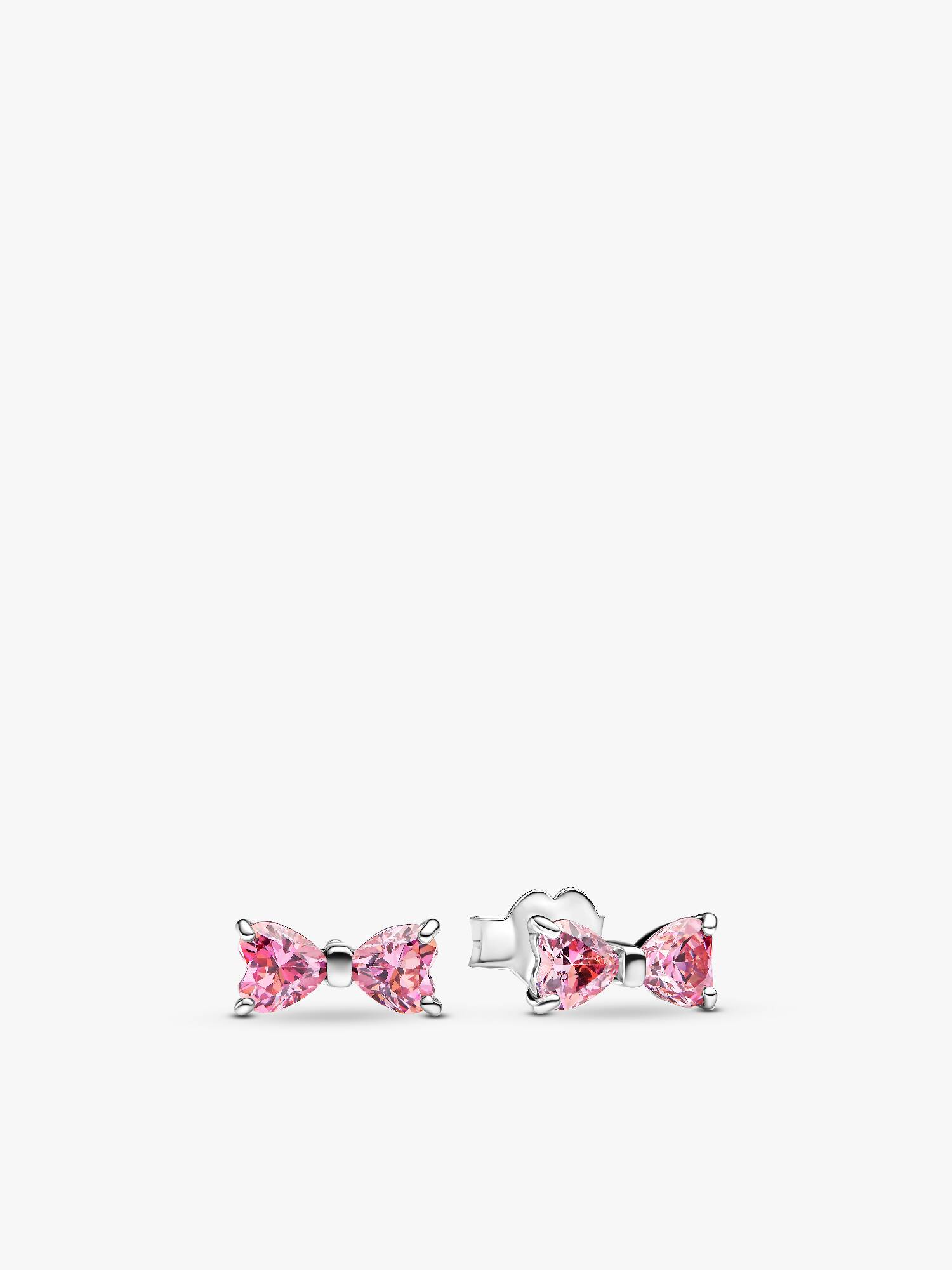 Pendientes de botón Lazo Rosa Brillante