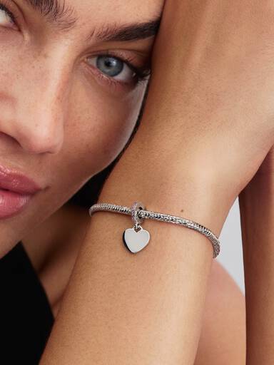 Charm Colgante Corazón Grabable Rosa