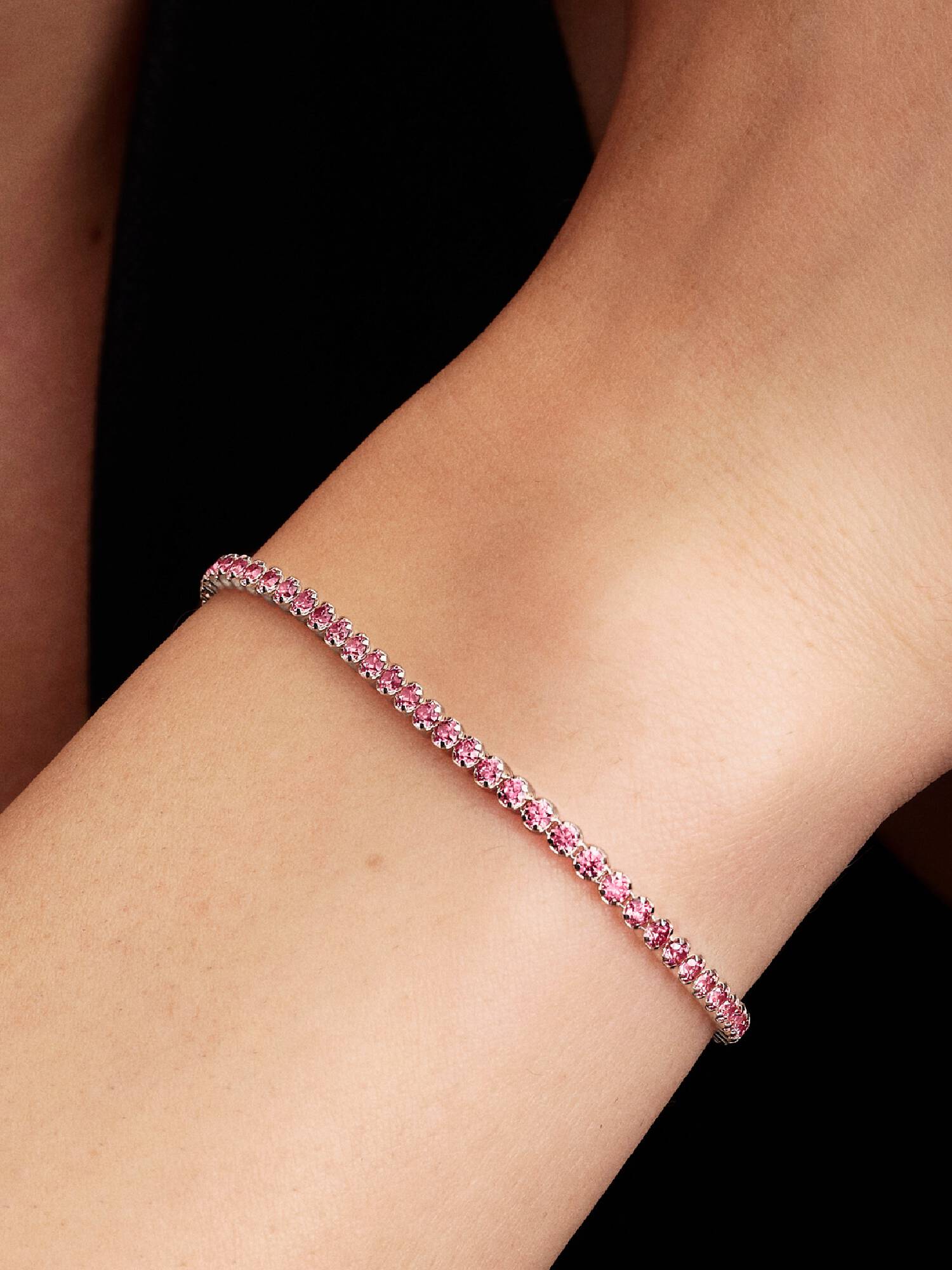 Pulsera de Tenis Fina Rosa