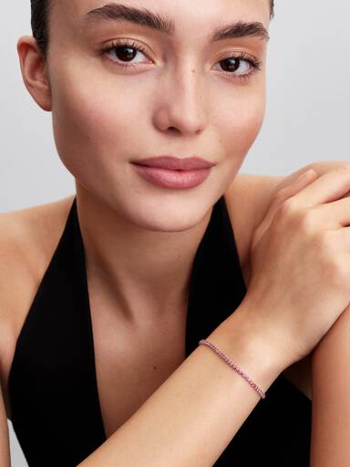 Pulsera de Tenis Fina Rosa