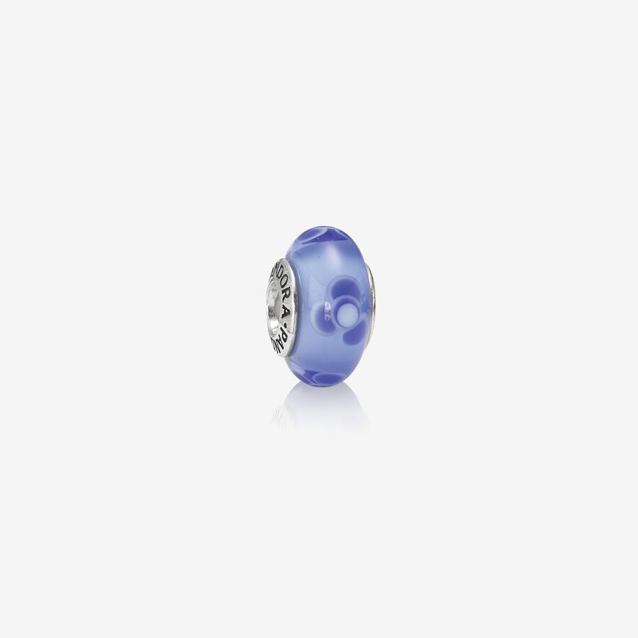 Charm Cristal de Murano Flor Azul image number 0