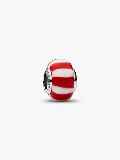 Charm Cristal de Murano Caramelo Navideño Rojo