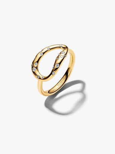 Anillo Forma Orgánica con Gemas Engastadas