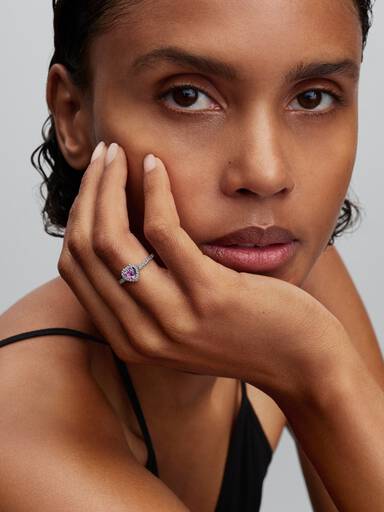 Anillo Corazón Elevado Lila