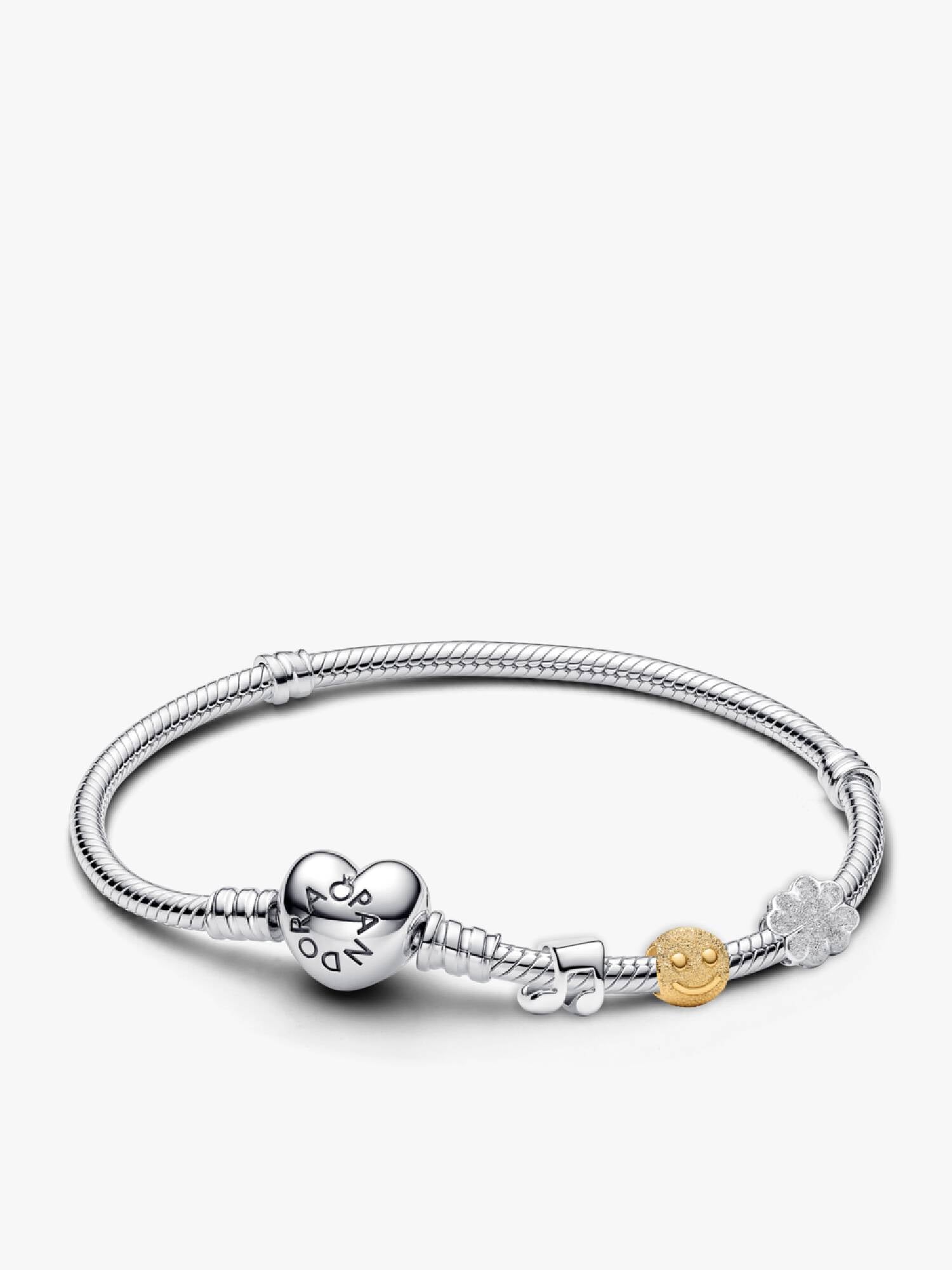 Conjunto de Regalo Pulsera con Charms Nota Musical, Cara Sonriente y Trébol