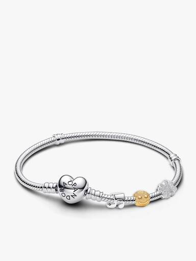 Conjunto de Regalo Pulsera con Charms Nota Musical, Cara Sonriente y Trébol
