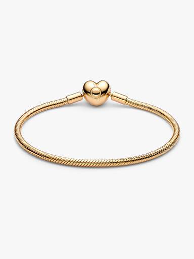 Pulsera de Cadena de Serpiente con Cierre de Corazón de Pandora Moments