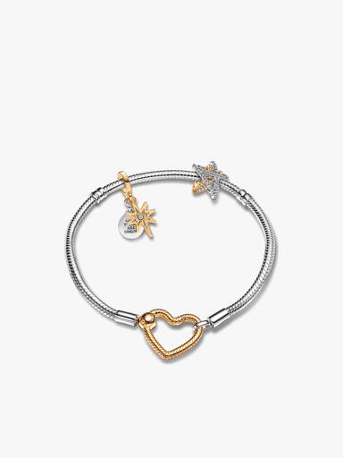 Conjunto de Pulsera con Colgante Estrallas de Luz