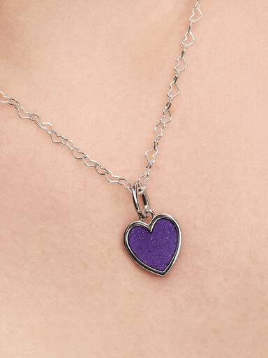 Charm Colgante Grabable Corazón Morado