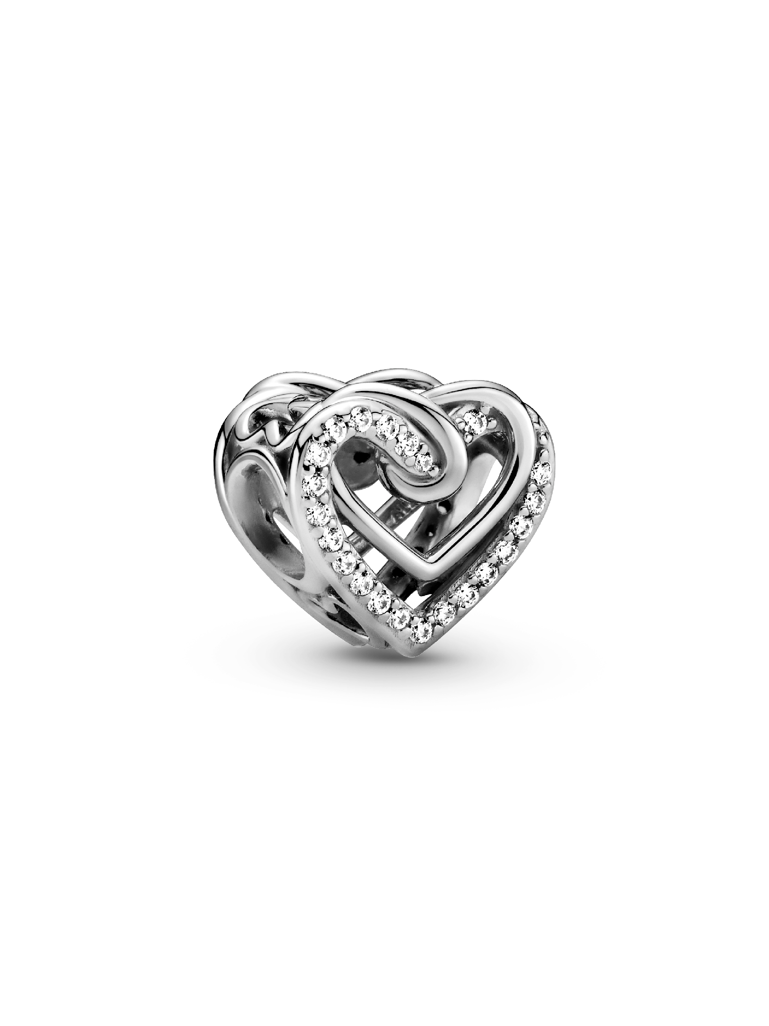 Charm en plata de ley Corazones Brillantes Entrelazados