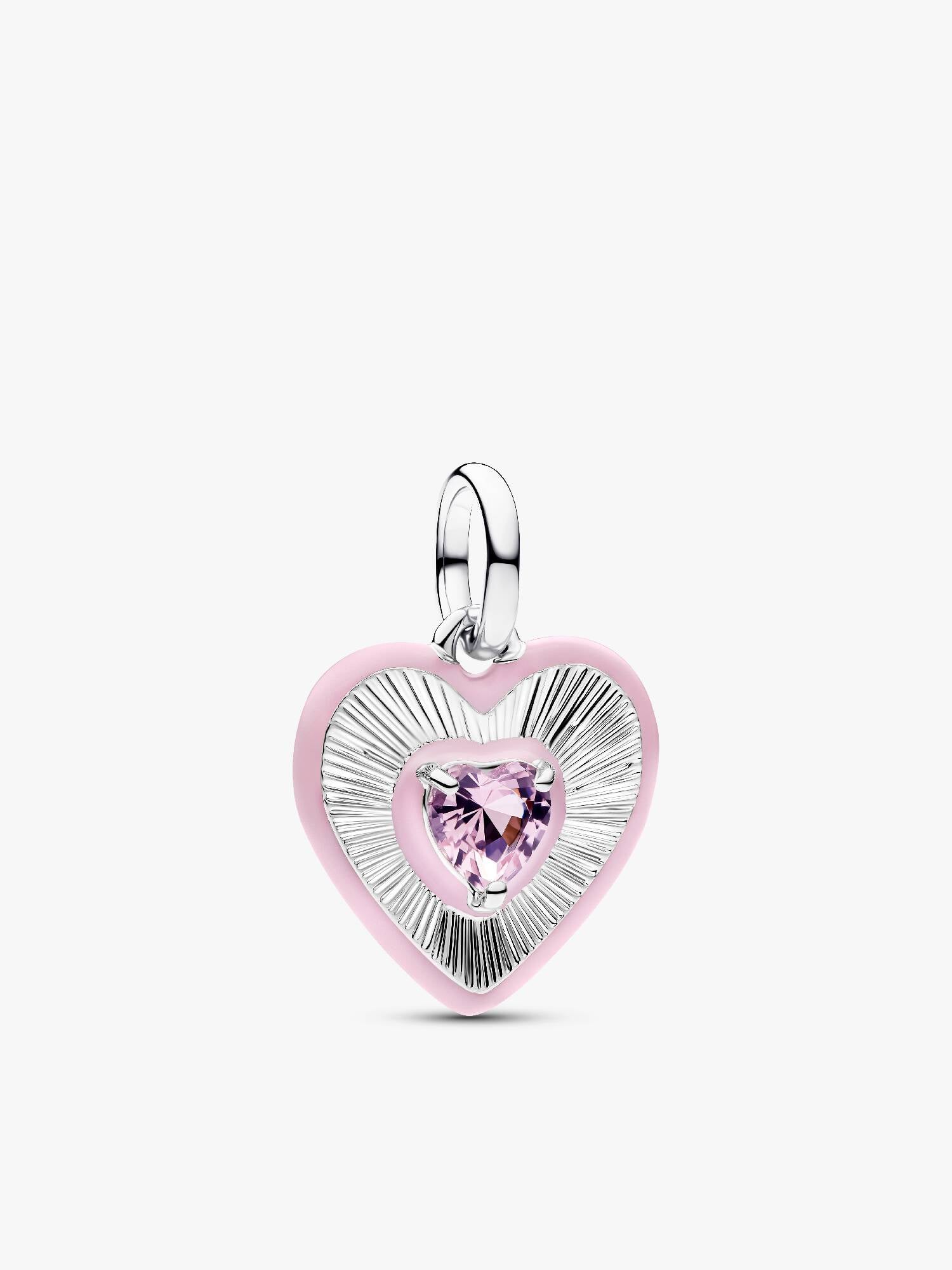 Charm Medallón Corazón Radiante Rosa