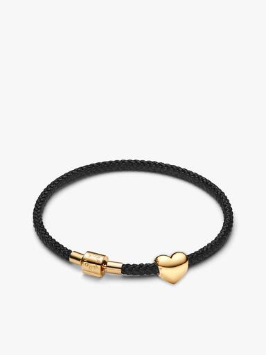 Conjunto de Regalo Pulsera Cordón Negro con Charm Grabable Corazón Be Love