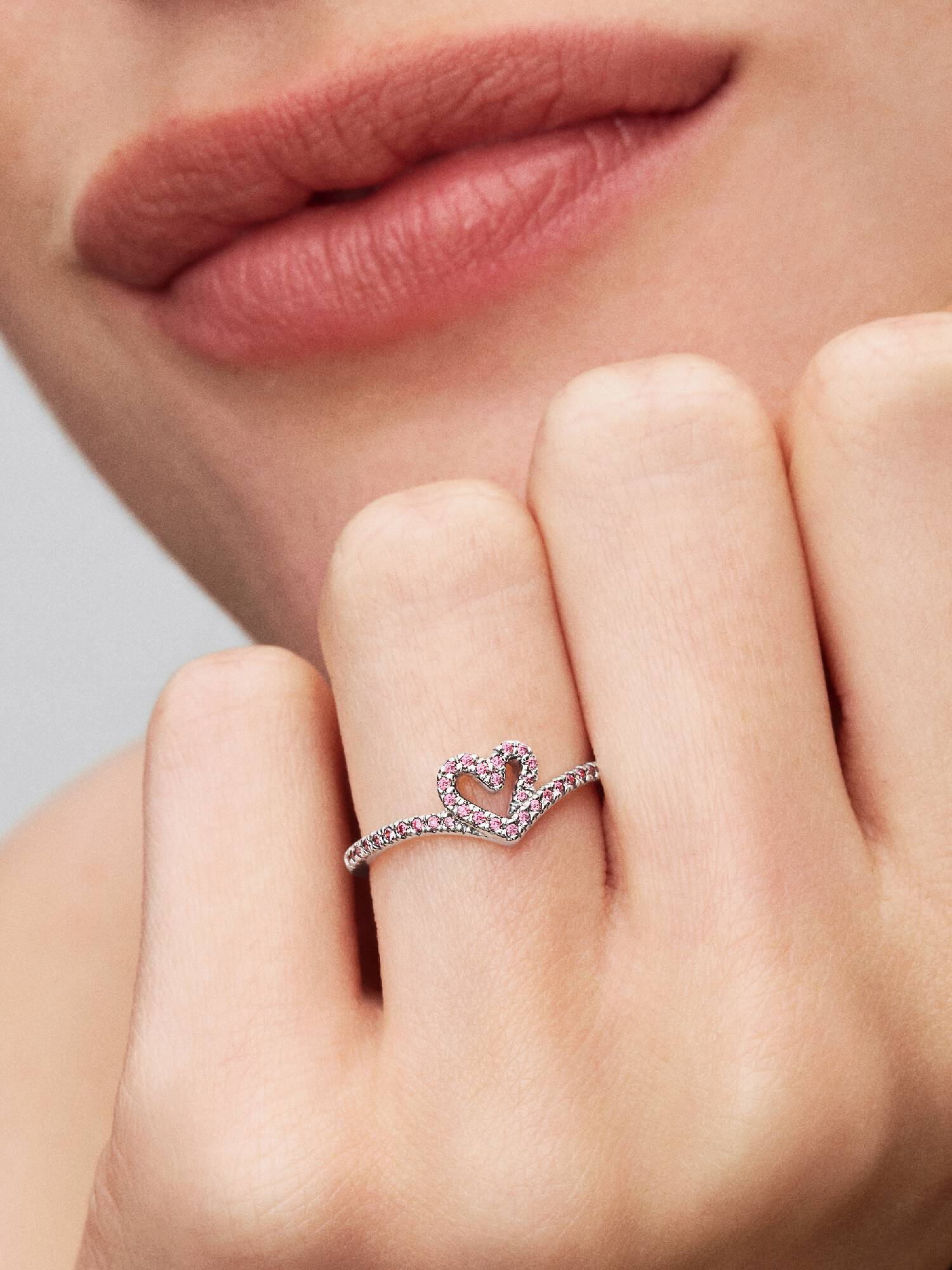 Anillo Corazón Rosa Deseo Clásico Brillante