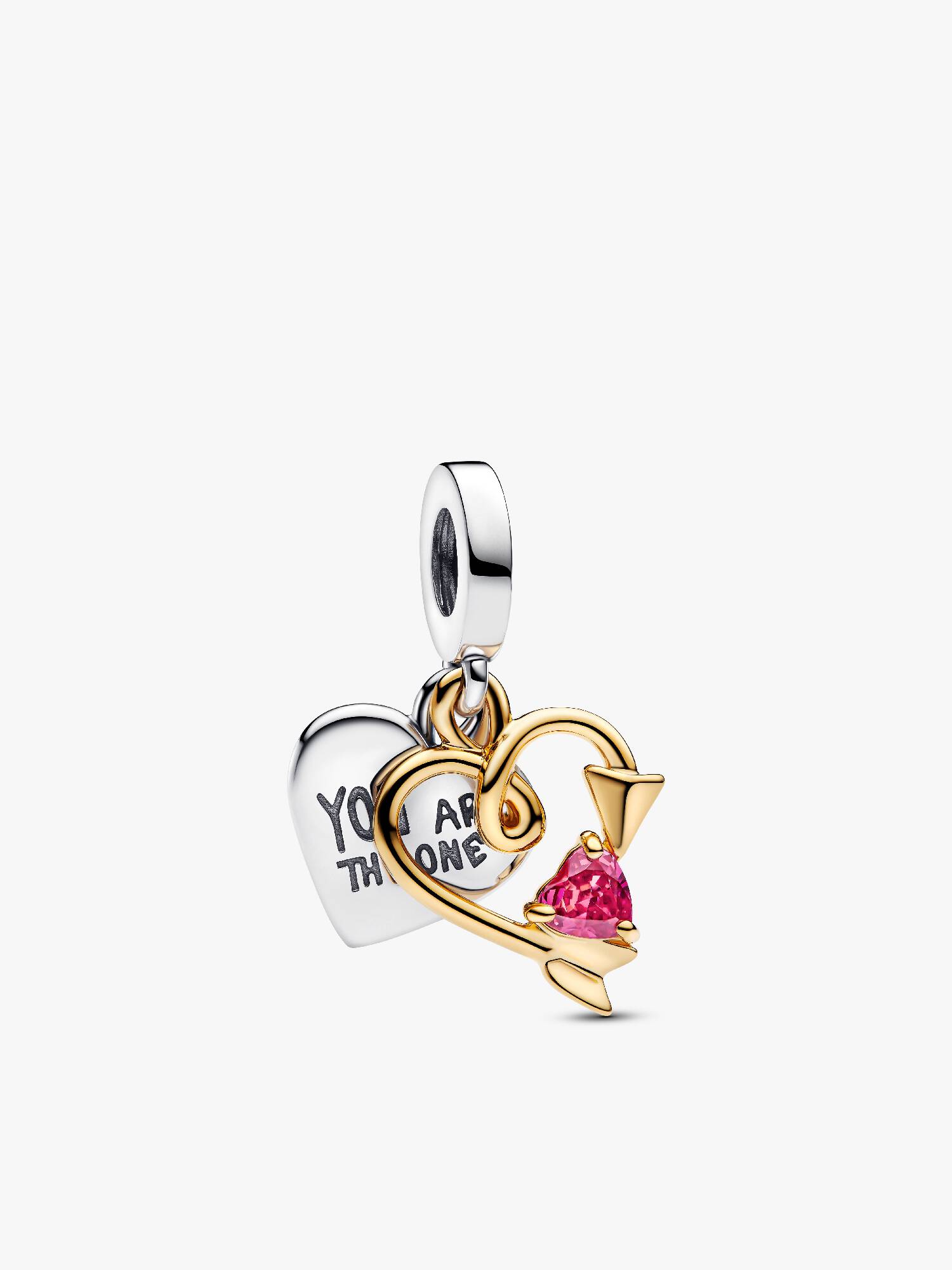Charm Colgante Doble Corazón Grabable y Flecha