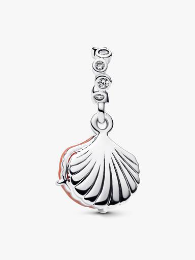 Charm Colgante Doble Concha Color Coral