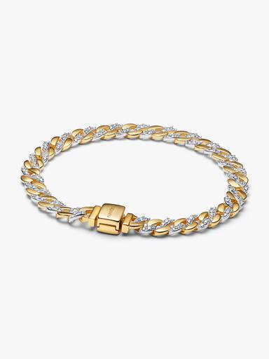 Pulsera de Cadena Cubana en Pavé Dos Tonos