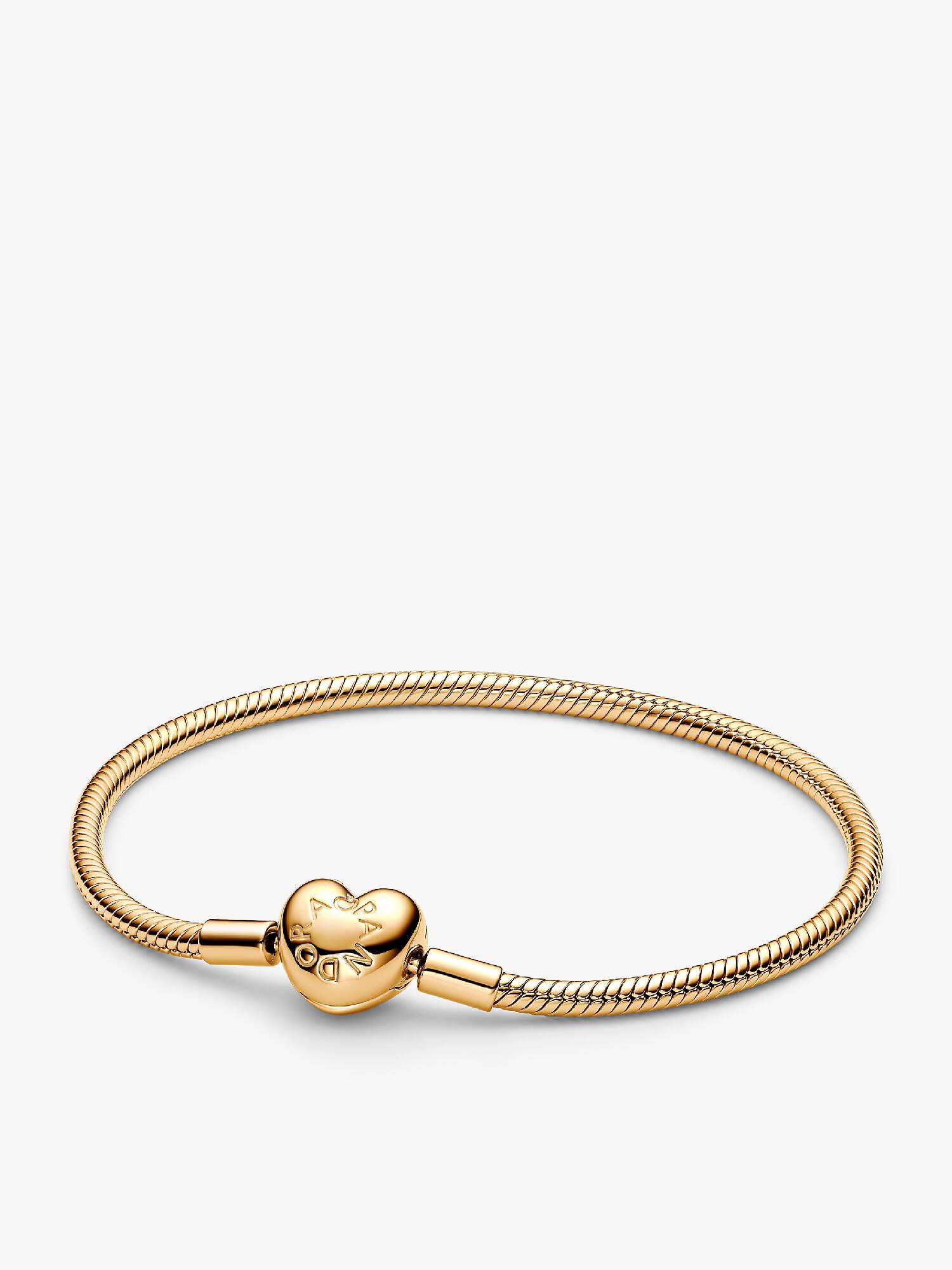Pulsera de Cadena de Serpiente con Cierre de Corazón de Pandora Moments