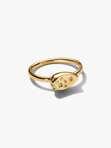 Anillo Sello Óvalo Pequeño con Gemas Engastadas