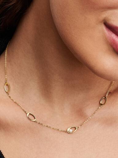 Collar Forma Orgánica y Perla Ovalada Cultivada de Agua Dulce
