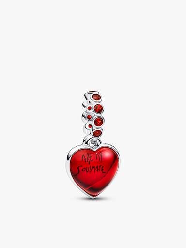 Conjunto de Regalo Pulsera de Eslabones y Charm Doble Corazón Rojo