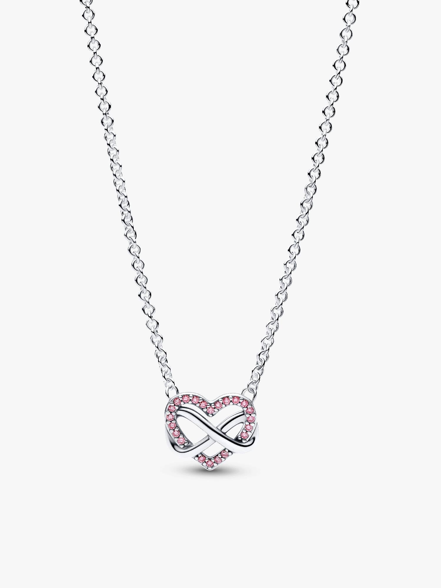 Collar Corazón Infinito Rosa Brillante