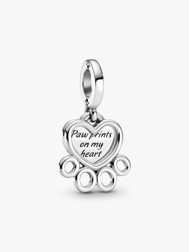 Charm Colgante Corazones y Huellas
