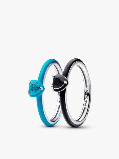Conjunto de Anillos Gema Corazón de colores