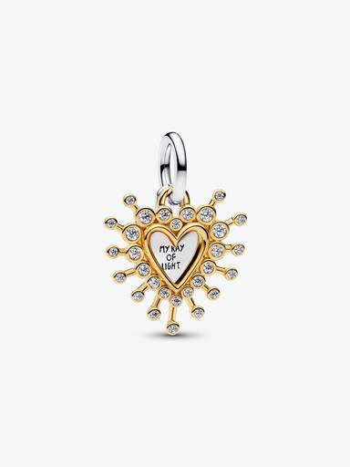 Charm Colgante Doble Corazón Radiante