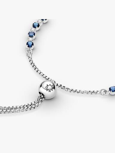 Pulsera Brillos Azules y Transparentes Cierre Deslizante