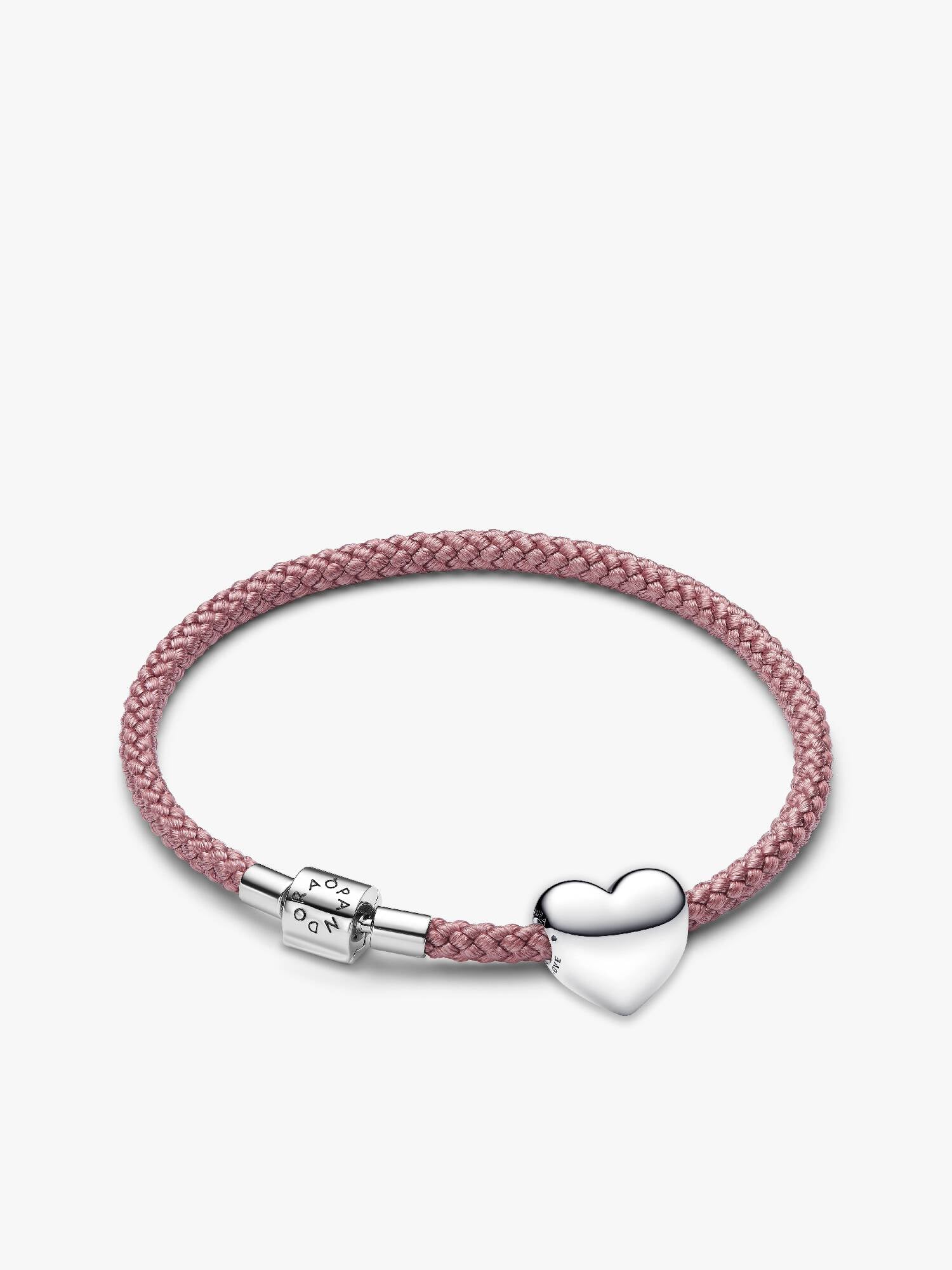 Conjunto de Regalo Pulsera Cordón Rosa con Charm Grabable Corazón Grande Be Love
