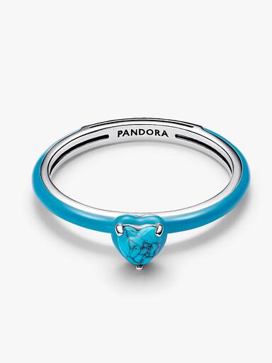Anillo Gema Corazón Color Turquesa