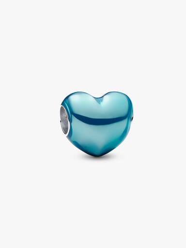 Charm Corazón Metálico Azul Cielo