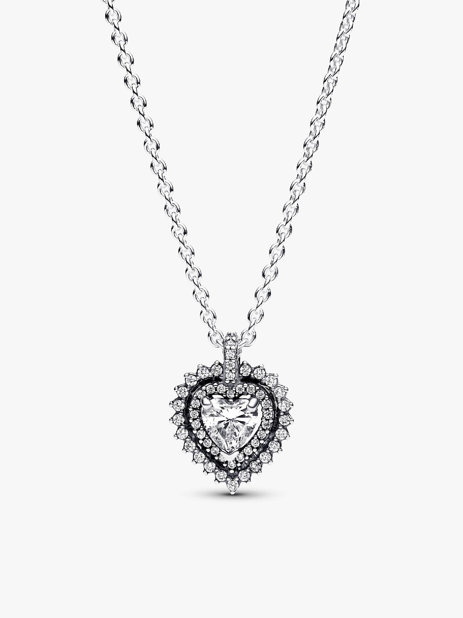 Collar con Colgante Halo y Corazón Brillantes