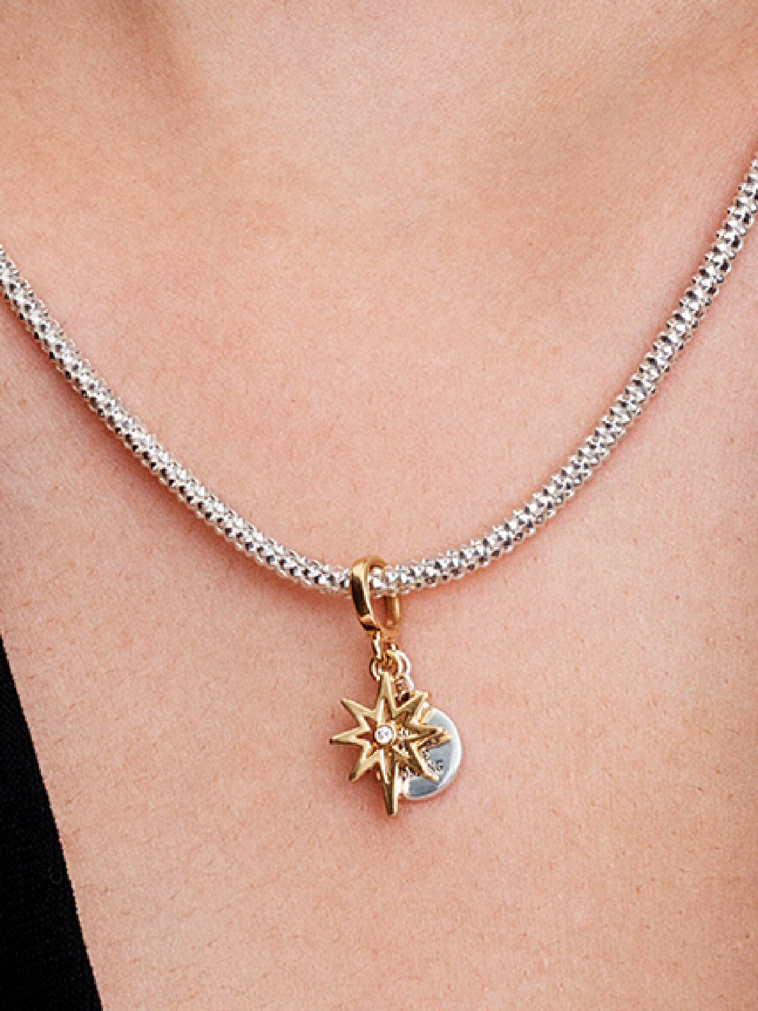 Charm Colgante Grabable Estrella Polar con diamante sintético creado en laboratorio