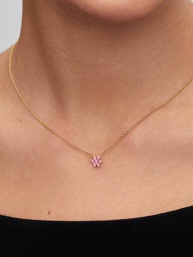 Collar con Colgante Flor Rosa Brillante