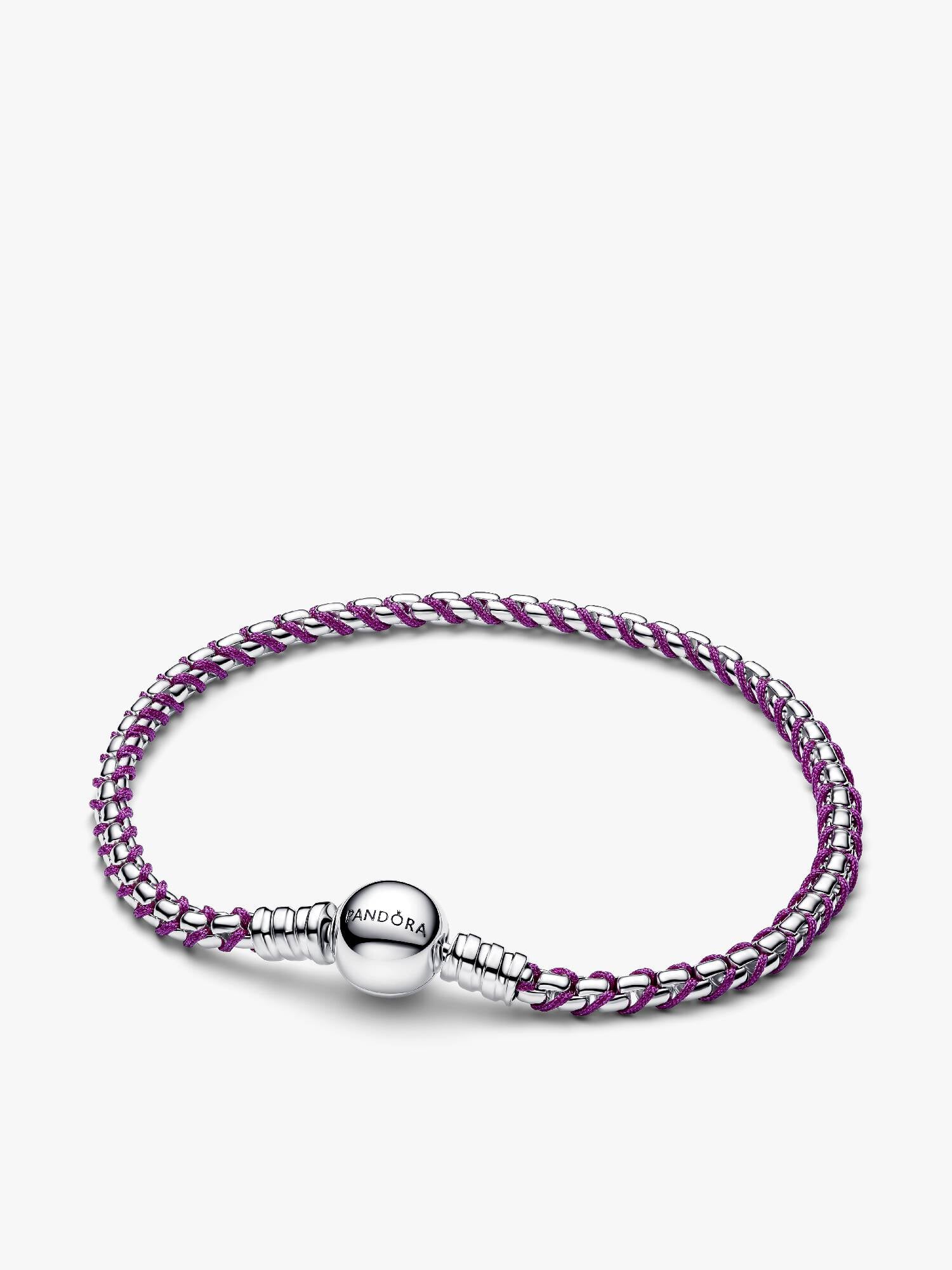 Pulsera Cadena Caja Cordón Morado
