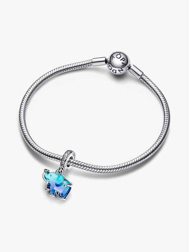 Charm Colgante de Cristal de Murano Azul Elefante