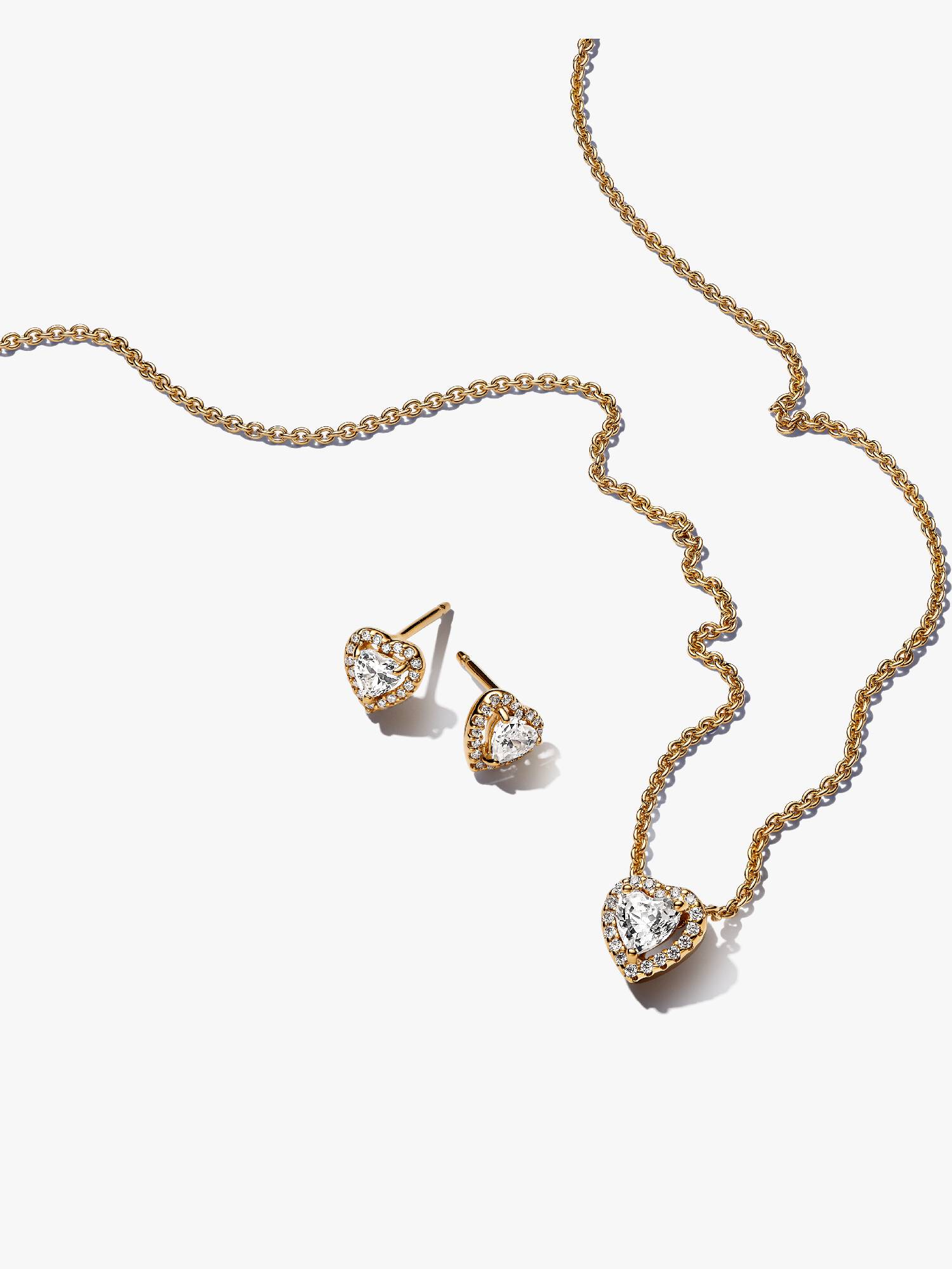 Conjunto de Regalo Collar y Pendientes Corazón Brillante