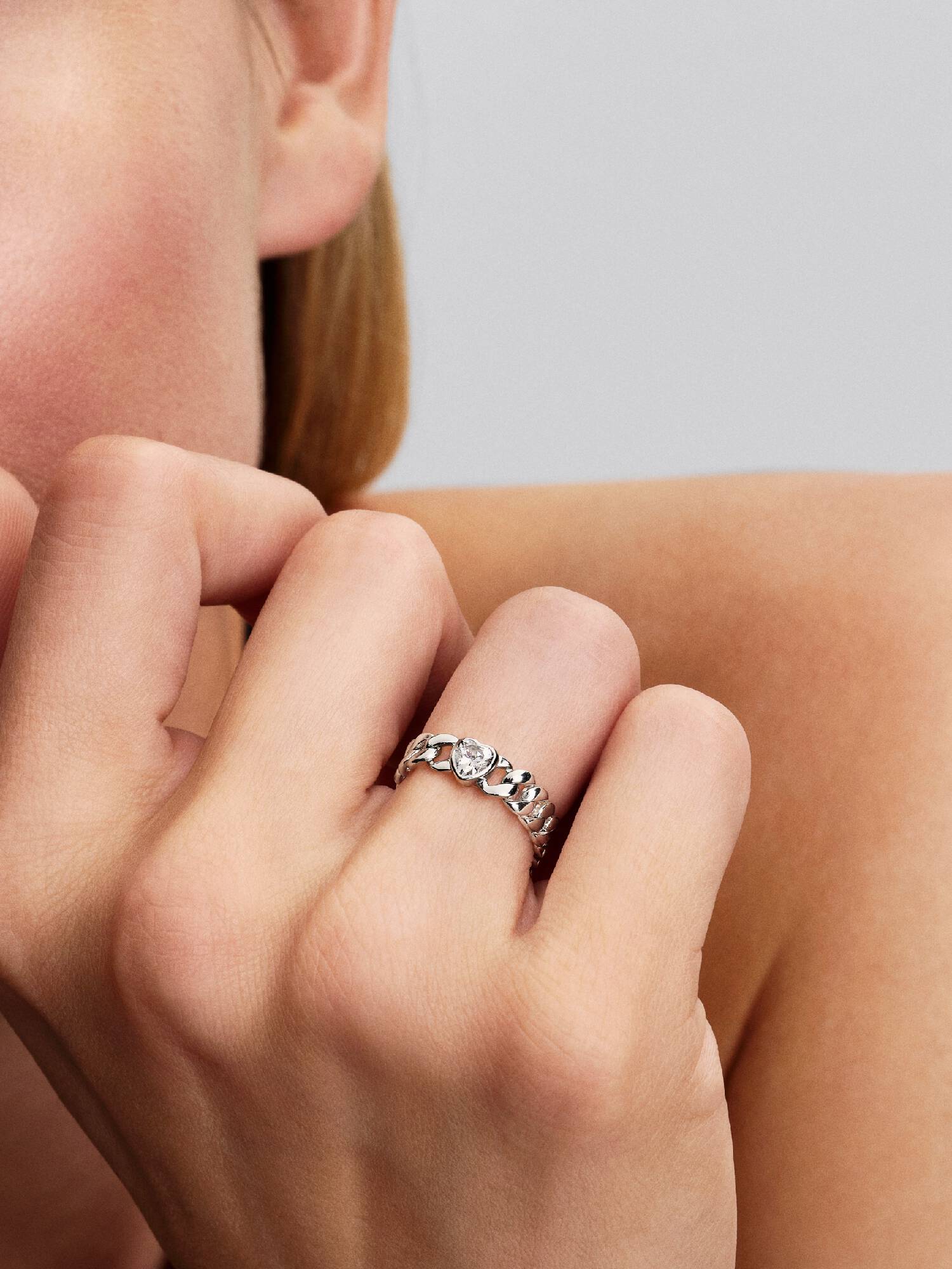 Anillo Cadena Cubana Corazón