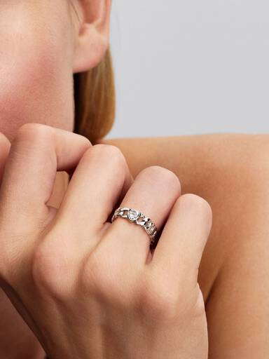 Anillo Cadena Cubana Corazón