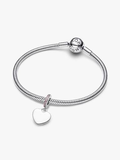 Charm Colgante Corazón Grabable Rosa